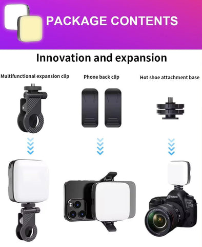 LED Video Light with Phone Holder Clip LED Video Light with Phone Holder Clip